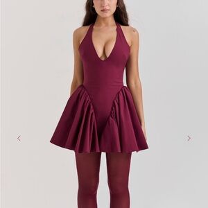 House of Cb Valentia Burgundy Halter Dress - new with tags, size small